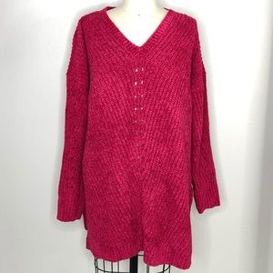 Lane Bryant Dark Pink Chenille Knit Sweater, 18